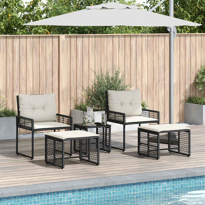 Set de Mobilier pentru Exterior cu pernă 5 pcs Negru și Alb - WALTI WALTI