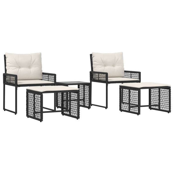 Set de Mobilier pentru Exterior cu pernă 5 pcs Negru și Alb - WALTI WALTI