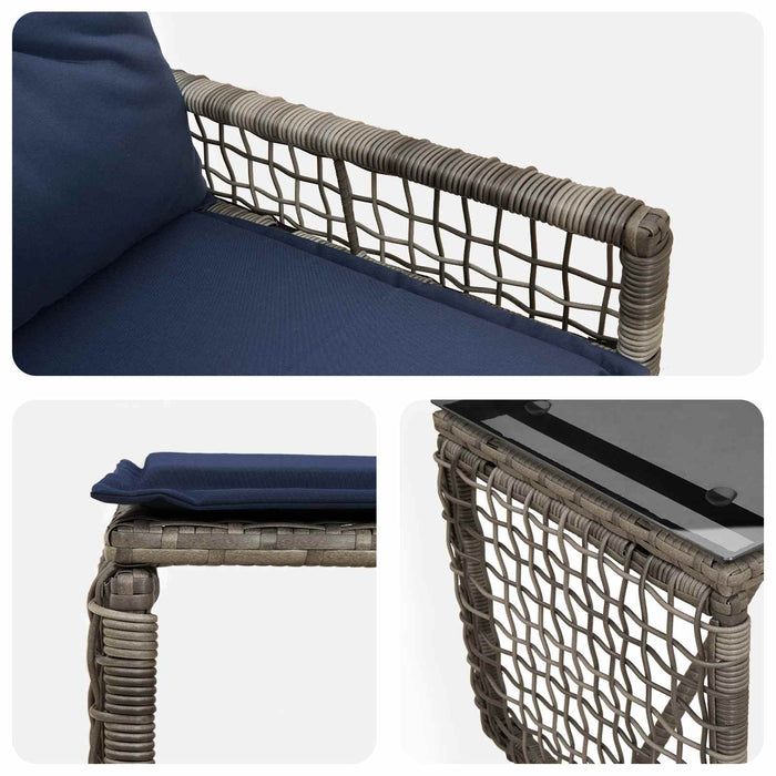 Set de Mobilier pentru Exterior cu pernă 5 pcs Gri și bleumarin - WALTI WALTI
