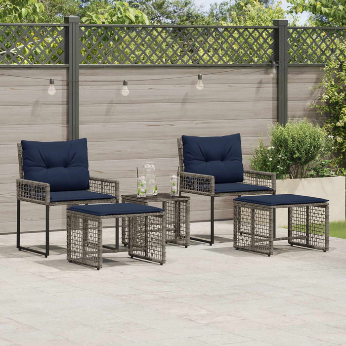 Set de Mobilier pentru Exterior cu pernă 5 pcs Gri și bleumarin - WALTI WALTI