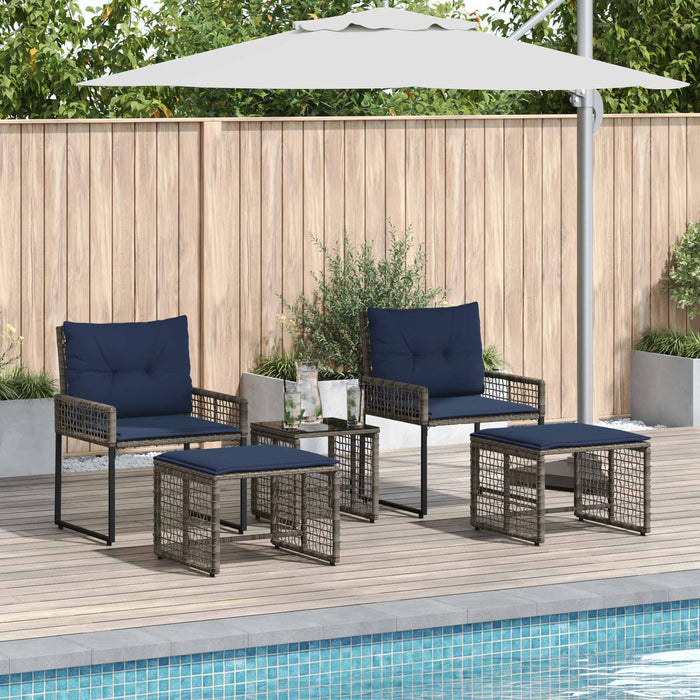 Set de Mobilier pentru Exterior cu pernă 5 pcs Gri și bleumarin - WALTI WALTI