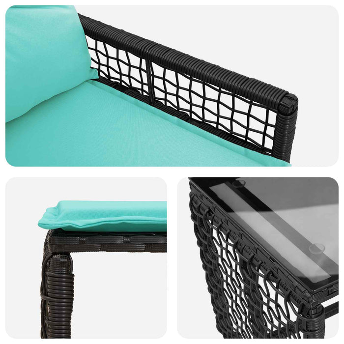 Set de Mobilier pentru Exterior cu pernă 5 pcs Negru și Turcoaz - WALTI WALTI