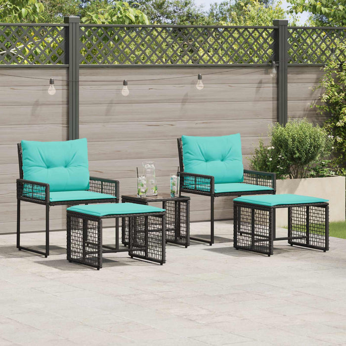 Set de Mobilier pentru Exterior cu pernă 5 pcs Negru și Turcoaz - WALTI WALTI
