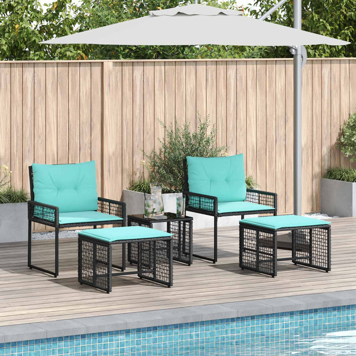 Set de Mobilier pentru Exterior cu pernă 5 pcs Negru și Turcoaz - WALTI WALTI
