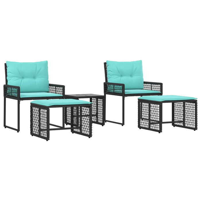 Set de Mobilier pentru Exterior cu pernă 5 pcs Negru și Turcoaz - WALTI WALTI