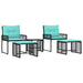 Set de Mobilier pentru Exterior cu pernă 5 pcs Negru și Turcoaz - WALTI WALTI