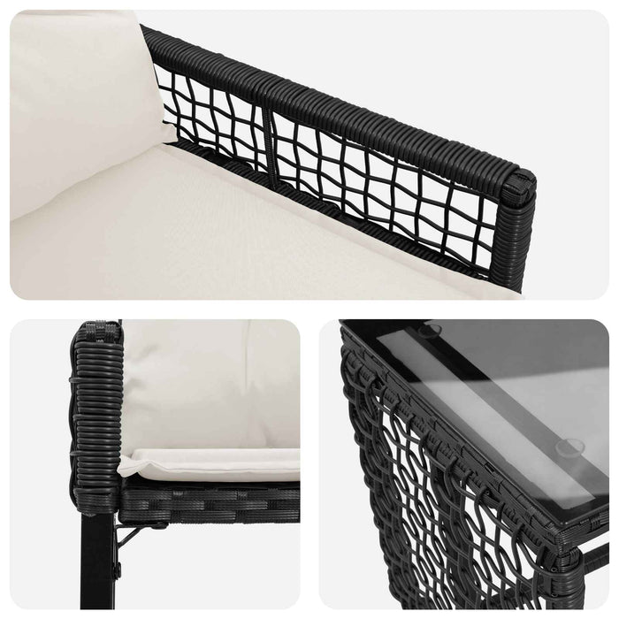 Set de Mobilier pentru Exterior cu pernă 3 pcs Negru și Alb - WALTI WALTI