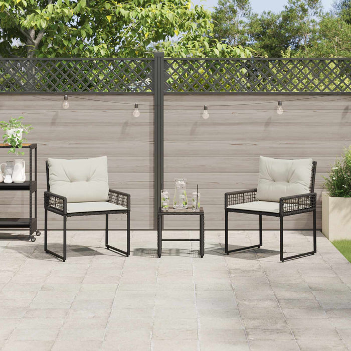 Set de Mobilier pentru Exterior cu pernă 3 pcs Negru și Alb - WALTI WALTI