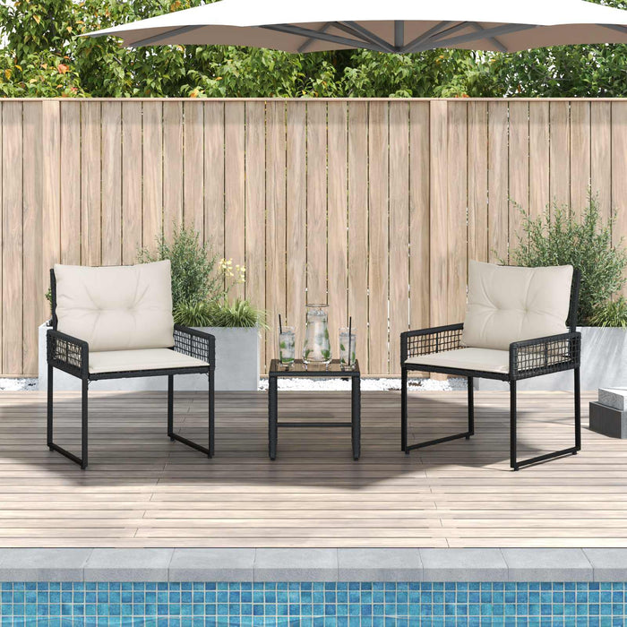 Set de Mobilier pentru Exterior cu pernă 3 pcs Negru și Alb - WALTI WALTI