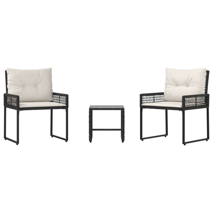Set de Mobilier pentru Exterior cu pernă 3 pcs Negru și Alb - WALTI WALTI