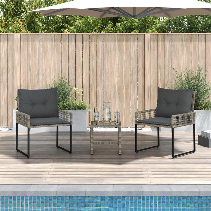 Set de Mobilier pentru Exterior cu pernă 3 pcs Gri - WALTI WALTI