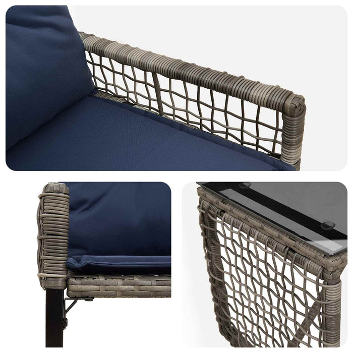 Set de Mobilier pentru Exterior cu pernă 3 pcs Gri și bleumarin - WALTI WALTI