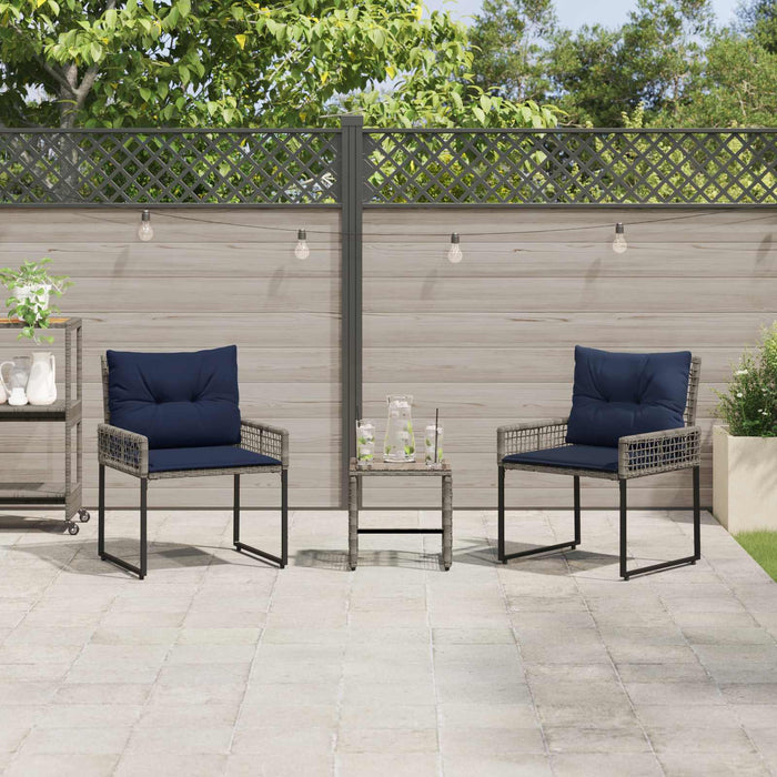 Set de Mobilier pentru Exterior cu pernă 3 pcs Gri și bleumarin - WALTI WALTI