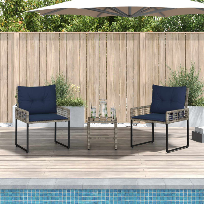 Set de Mobilier pentru Exterior cu pernă 3 pcs Gri și bleumarin - WALTI WALTI
