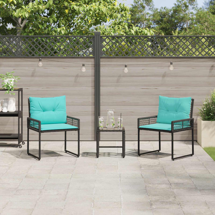 Set de Mobilier pentru Exterior cu pernă 3 pcs Negru și Turcoaz - WALTI WALTI