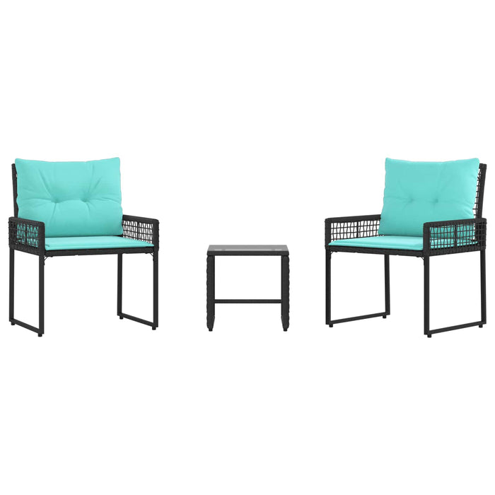 Set de Mobilier pentru Exterior cu pernă 3 pcs Negru și Turcoaz - WALTI WALTI