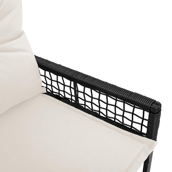 Bancă de exterior cu pernă Negru și Alb crem 118 x 55 x 82 cm - WALTI WALTI