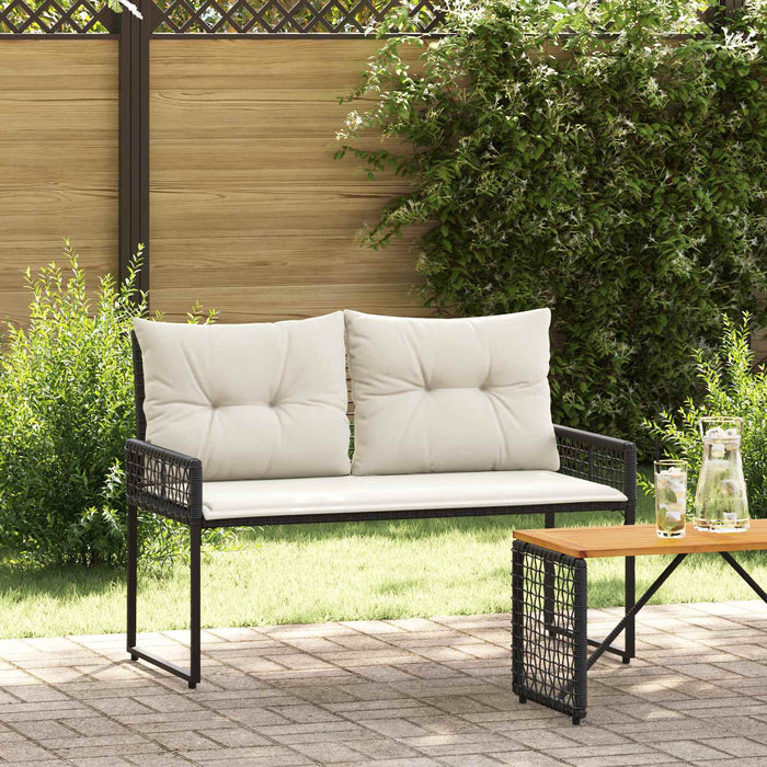 Bancă de exterior cu pernă Negru și Alb crem 118 x 55 x 82 cm - WALTI WALTI