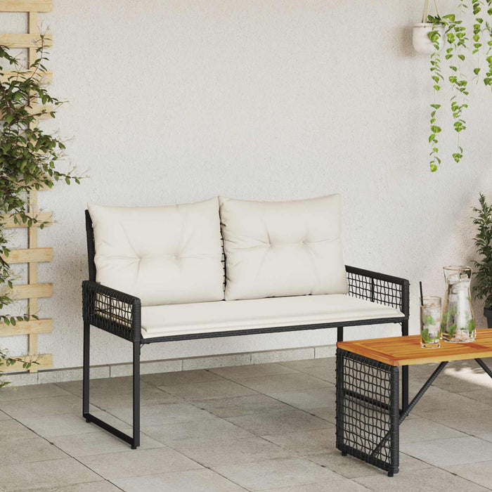 Bancă de exterior cu pernă Negru și Alb crem 118 x 55 x 82 cm - WALTI WALTI