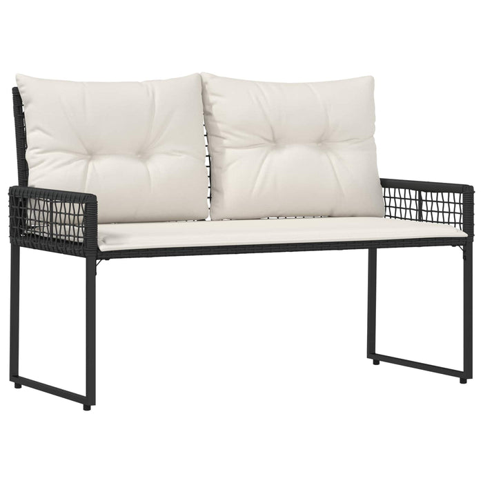 Bancă de exterior cu pernă Negru și Alb crem 118 x 55 x 82 cm - WALTI WALTI