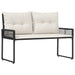 Bancă de exterior cu pernă Negru și Alb crem 118 x 55 x 82 cm - WALTI WALTI