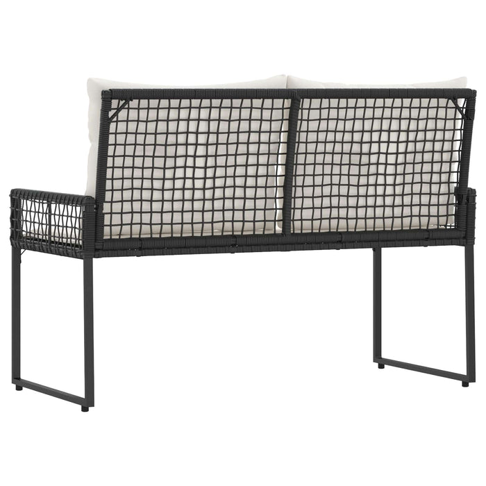Bancă de exterior cu pernă Negru și Alb crem 118 x 55 x 82 cm - WALTI WALTI