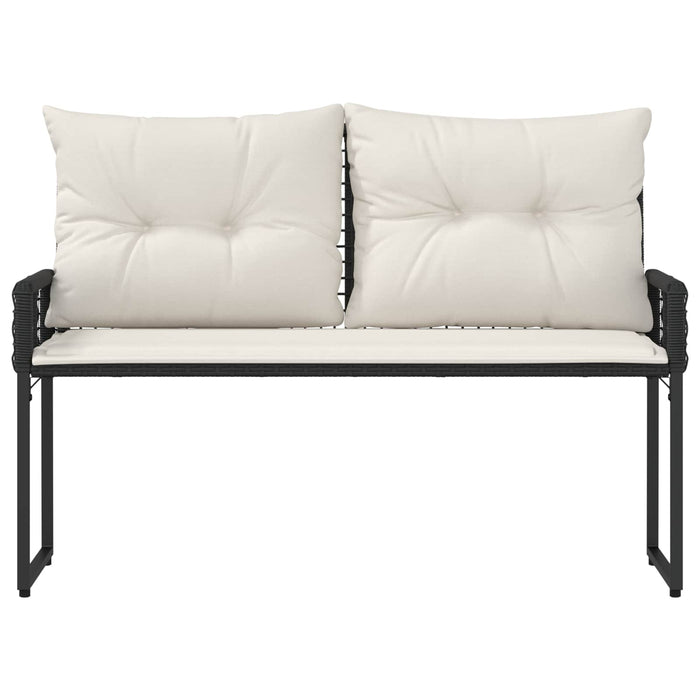 Bancă de exterior cu pernă Negru și Alb crem 118 x 55 x 82 cm - WALTI WALTI