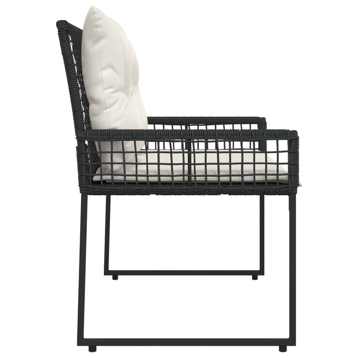 Bancă de exterior cu pernă Negru și Alb crem 118 x 55 x 82 cm - WALTI WALTI