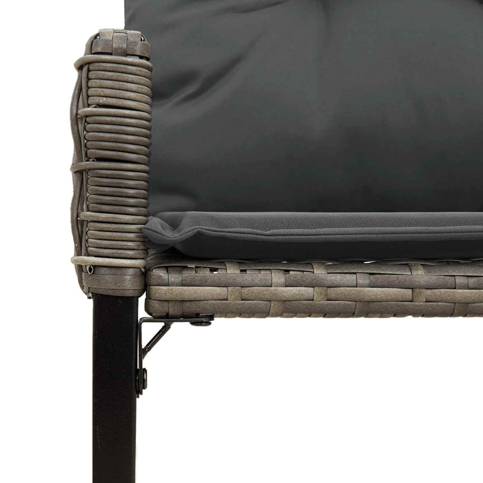 Bancă de exterior Gri 118 x 55 x 82 cm Ratan PE și țesătură - WALTI WALTI