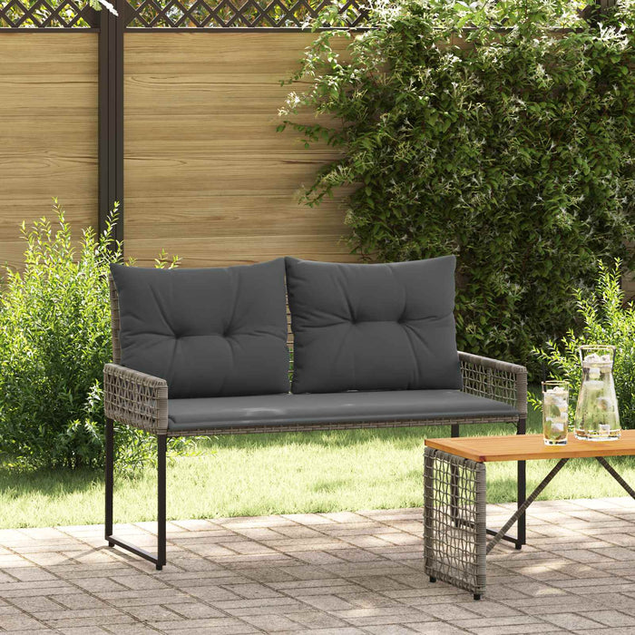 Bancă de exterior Gri 118 x 55 x 82 cm Ratan PE și țesătură - WALTI WALTI
