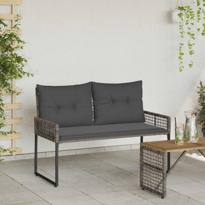 Bancă de exterior Gri 118 x 55 x 82 cm Ratan PE și țesătură - WALTI WALTI