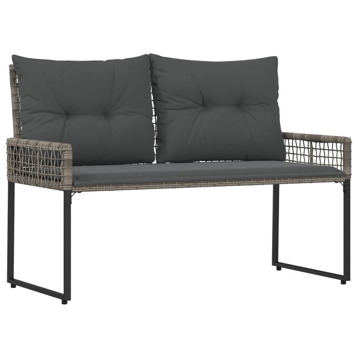 Bancă de exterior Gri 118 x 55 x 82 cm Ratan PE și țesătură - WALTI WALTI