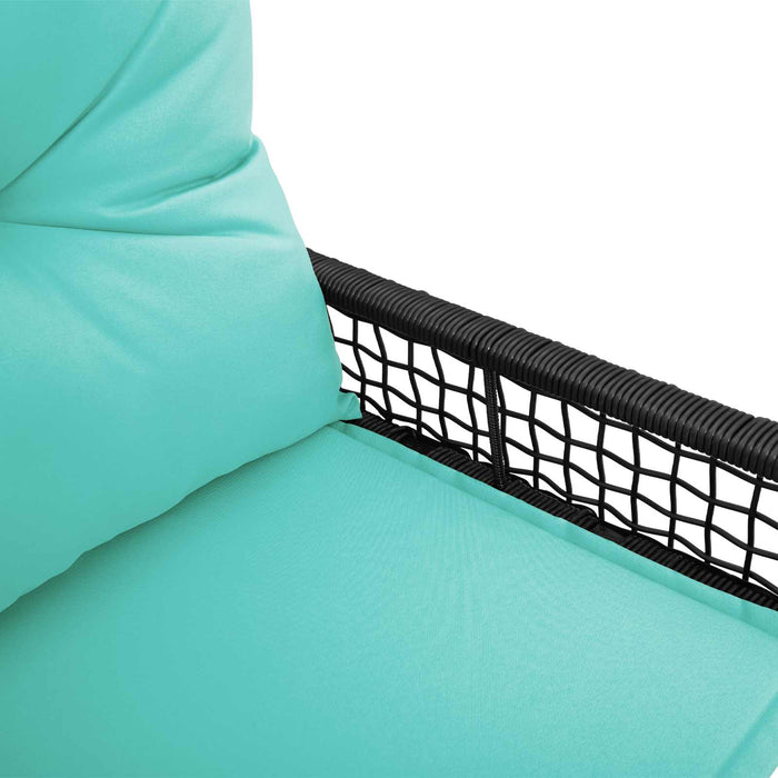 Bancă de exterior cu pernă Negru și Turcoaz 118 x 55 x 82 cm - WALTI WALTI
