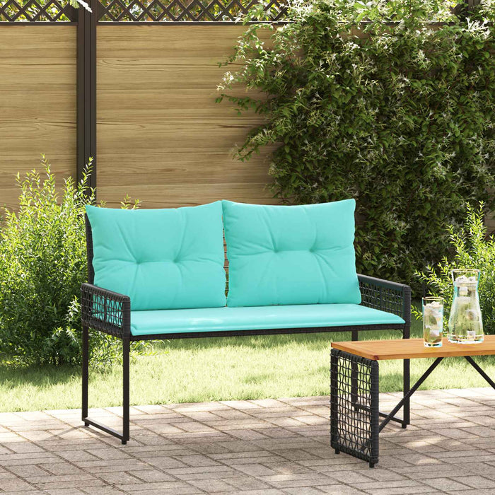 Bancă de exterior cu pernă Negru și Turcoaz 118 x 55 x 82 cm - WALTI WALTI