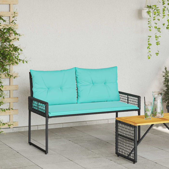 Bancă de exterior cu pernă Negru și Turcoaz 118 x 55 x 82 cm - WALTI WALTI