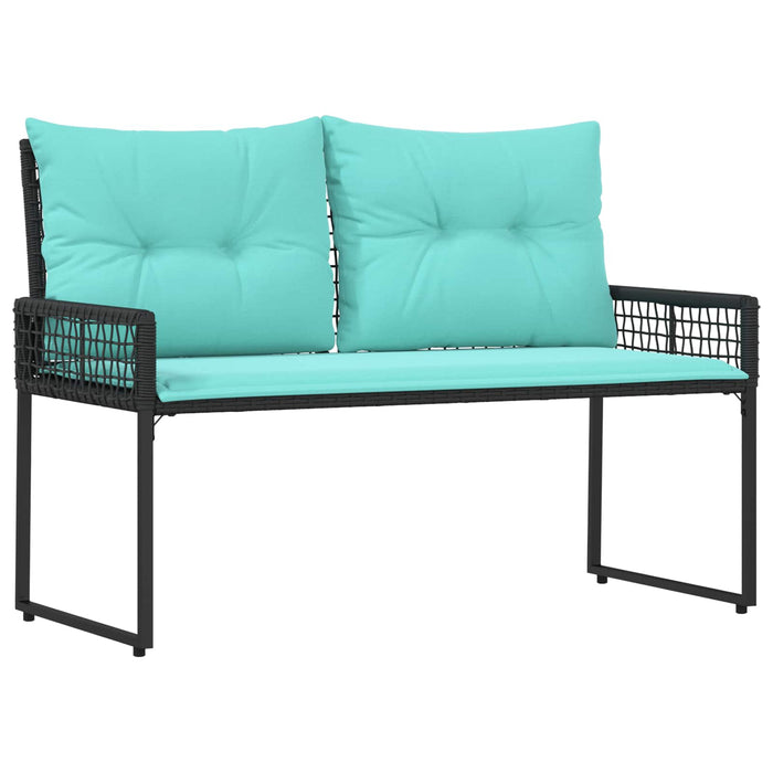 Bancă de exterior cu pernă Negru și Turcoaz 118 x 55 x 82 cm - WALTI WALTI