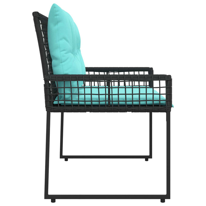 Bancă de exterior cu pernă Negru și Turcoaz 118 x 55 x 82 cm - WALTI WALTI