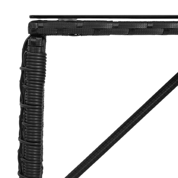 Masă de exterior Negru 80 x 40 x 40 cm Ratan PE și sticlă - WALTI WALTI