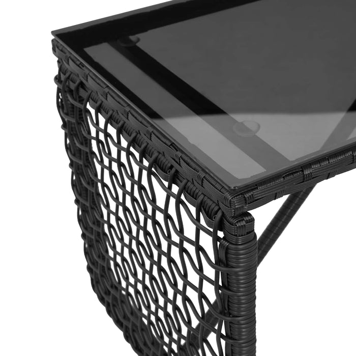 Masă de exterior Negru 80 x 40 x 40 cm Ratan PE și sticlă - WALTI WALTI