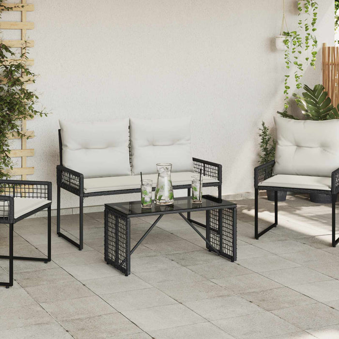 Masă de exterior Negru 80 x 40 x 40 cm Ratan PE și sticlă - WALTI WALTI