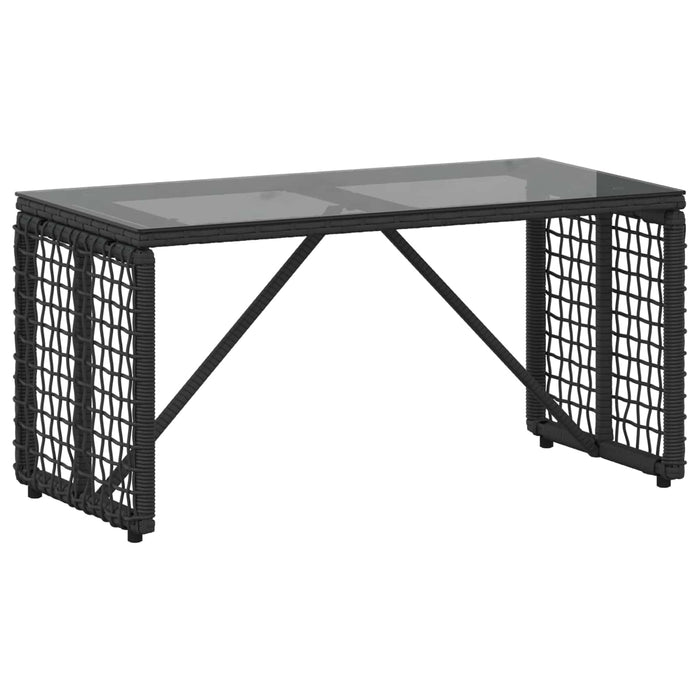 Masă de exterior Negru 80 x 40 x 40 cm Ratan PE și sticlă - WALTI WALTI