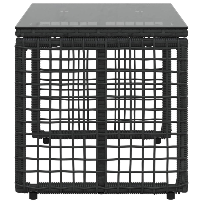 Masă de exterior Negru 80 x 40 x 40 cm Ratan PE și sticlă - WALTI WALTI