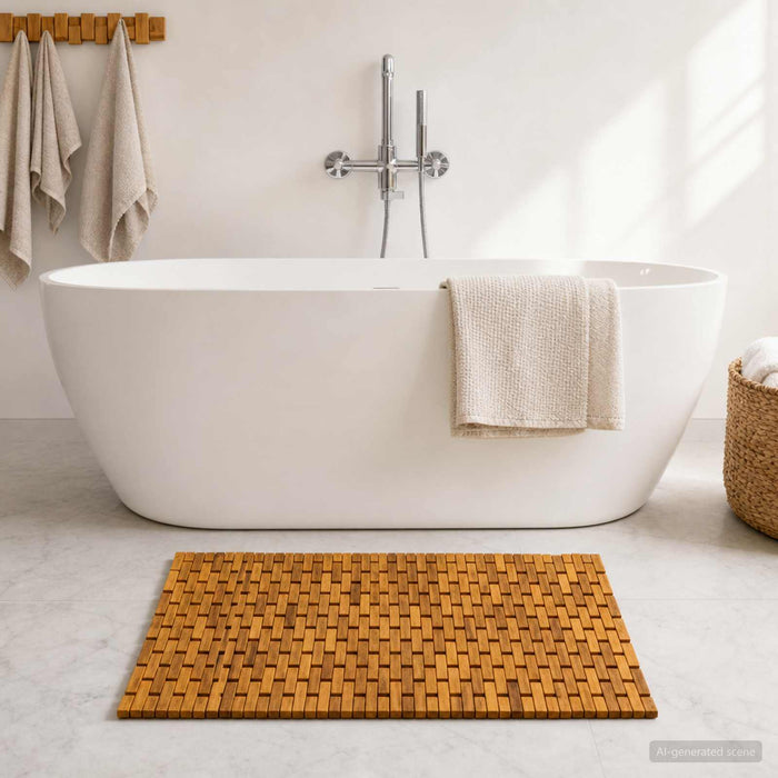 Covorașe de baie natural 65 x 100 cm Lemn Solid de Acacia WALTI