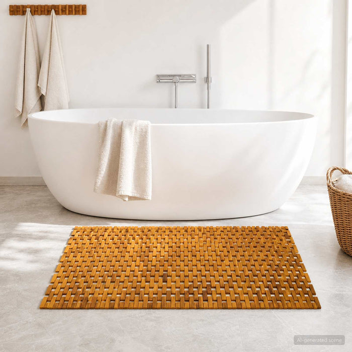 Covorașe de baie natural 95 x 140 cm Lemn Solid de Acacia WALTI