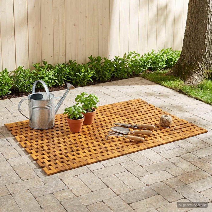 Covorașe de baie natural 95 x 140 cm Lemn Solid de Acacia WALTI