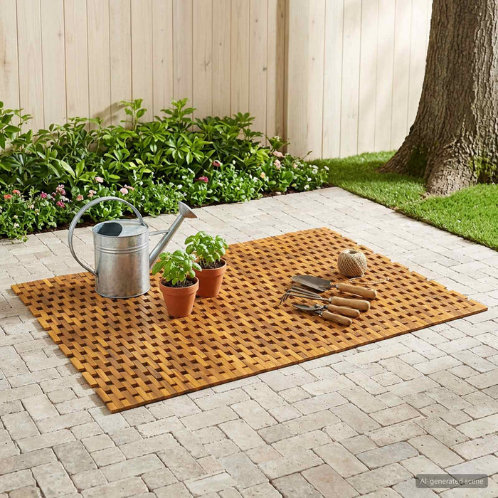 Covorașe de baie natural 105 x 160 cm Lemn Solid de Acacia WALTI