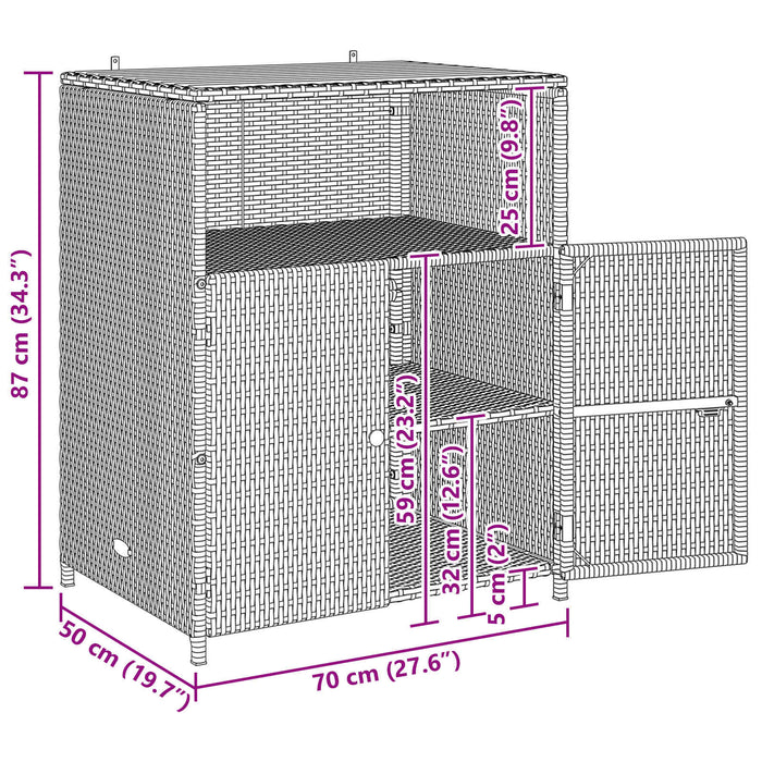 Dulap cu raft Gri 70 x 50 x 87 cm Poliester și Rattan Roly - WALTI WALTI