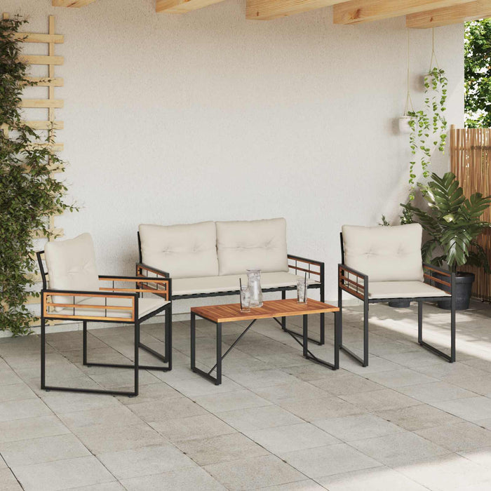 Set de Mobilier pentru Exterior cu pernă 4 pcs Crem - WALTI WALTI