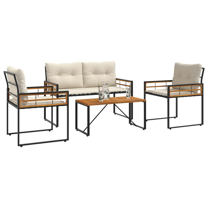 Set de Mobilier pentru Exterior cu pernă 4 pcs Crem - WALTI WALTI