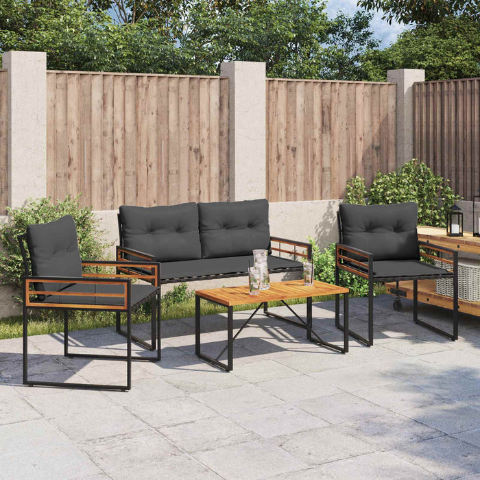Set de Mobilier pentru Exterior cu pernă 4 pcs Gri închis - WALTI WALTI
